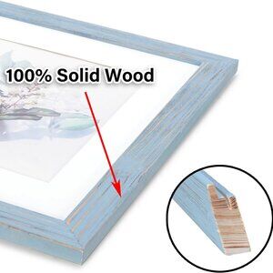 100% Solid Wood Blue 11x14 Picture Frame - Plexiglass